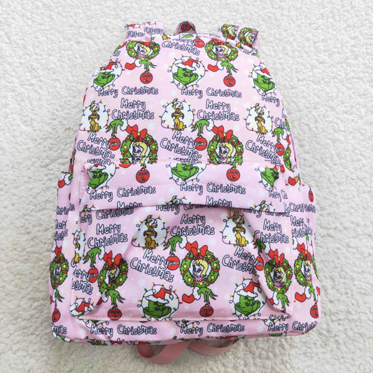 Christmas pink cartoon kids backpack （US warehouse)