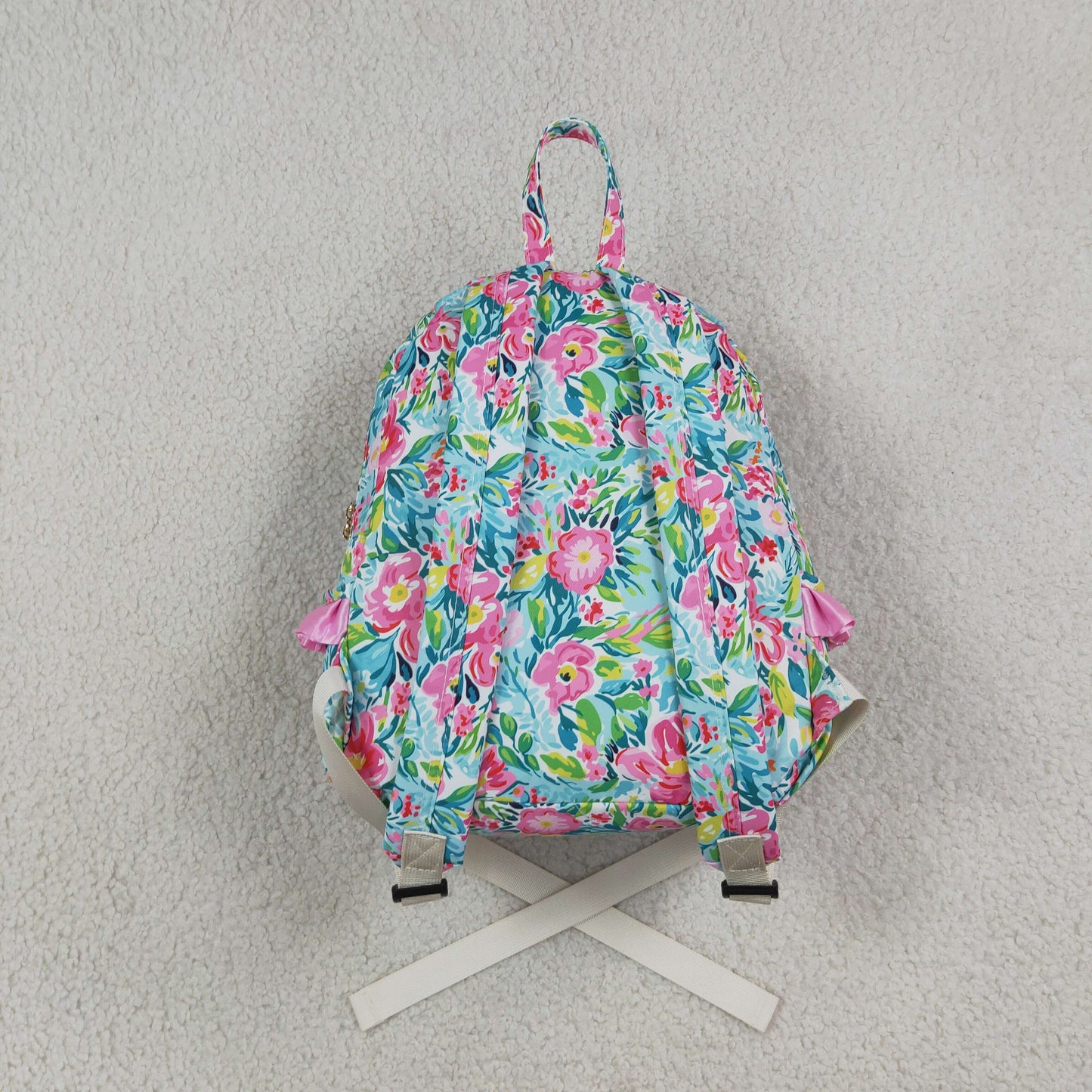 BA0176 Flower Pink Ruffles Backpack Bag