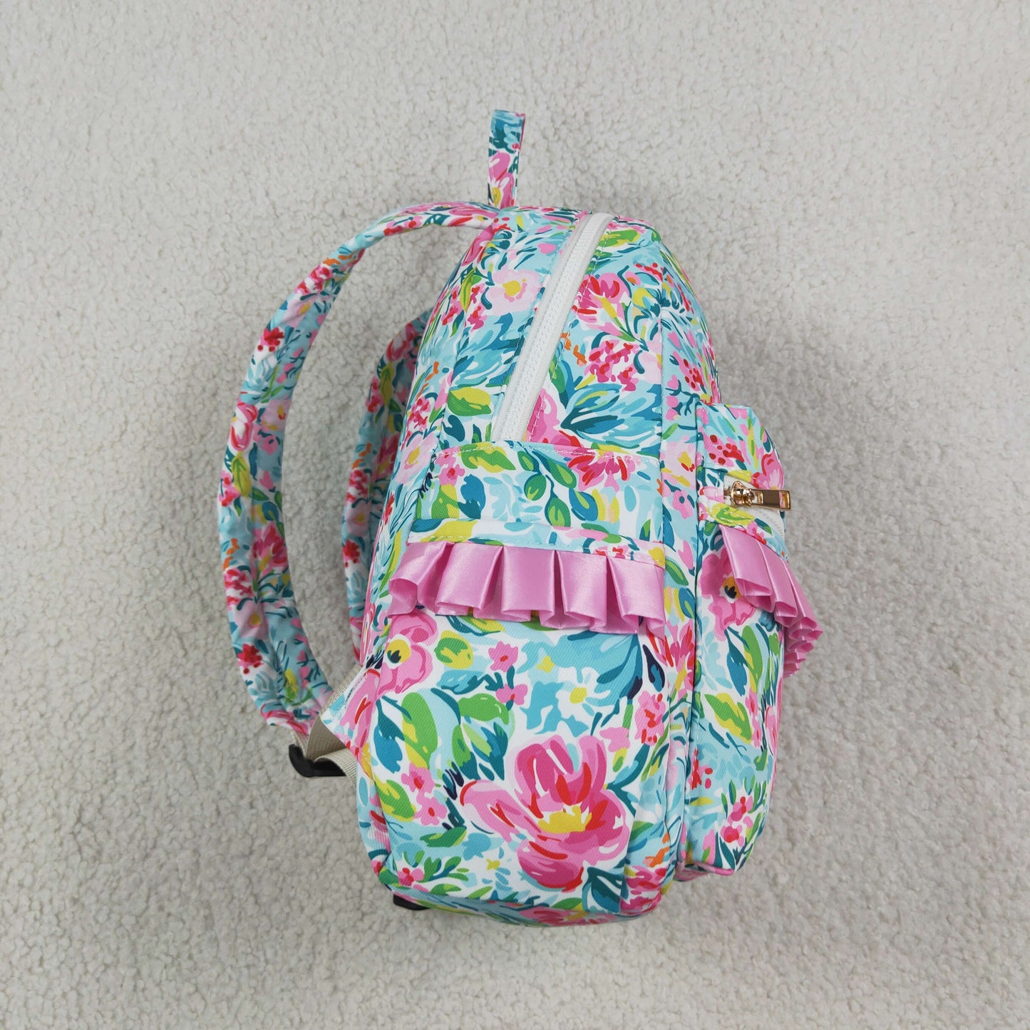 BA0176 Flower Pink Ruffles Backpack Bag