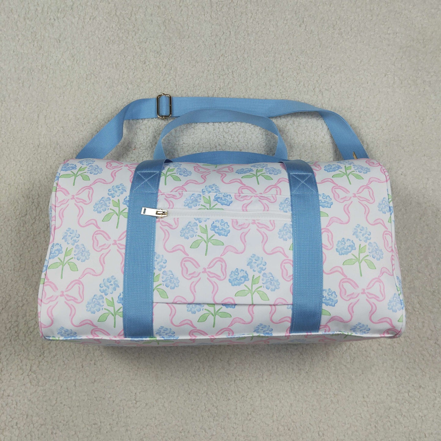 BA0294 Flower Bows Blue Ruffles Duffle Bag