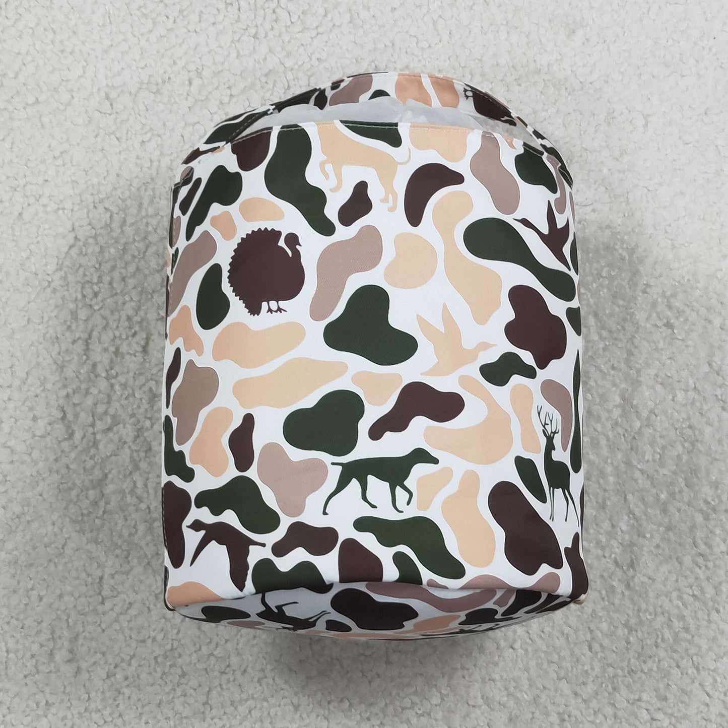 BA0466 Embroidery Easter Rabbit Camo Basket Handbag Bag