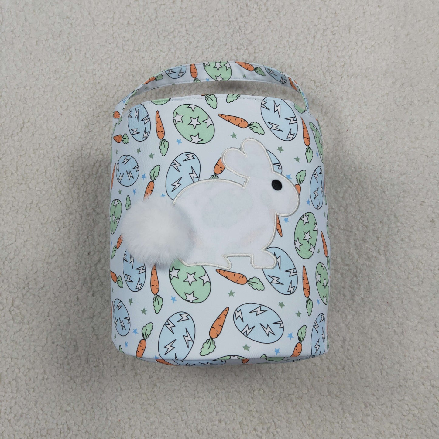 BA0468 Embroidery Easter Rabbit Eggs Carrots Basket Handbag Bag