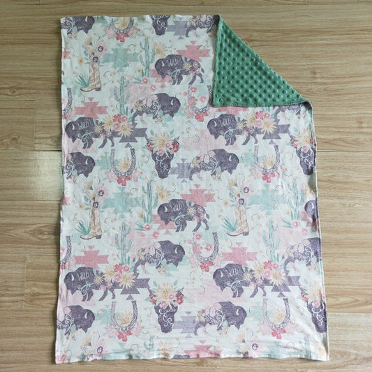 western cow kids blanket（US warehouse)