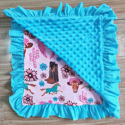 western blue boot kids blanket（US warehouse)