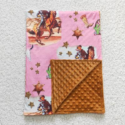western Pink cowgirl kids blanket（US warehouse)