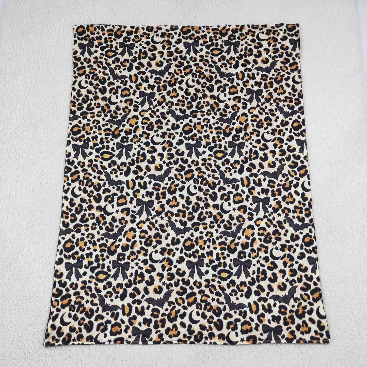 BL0290 Halloween Bat Leopard Black Baby Newborn Blanket