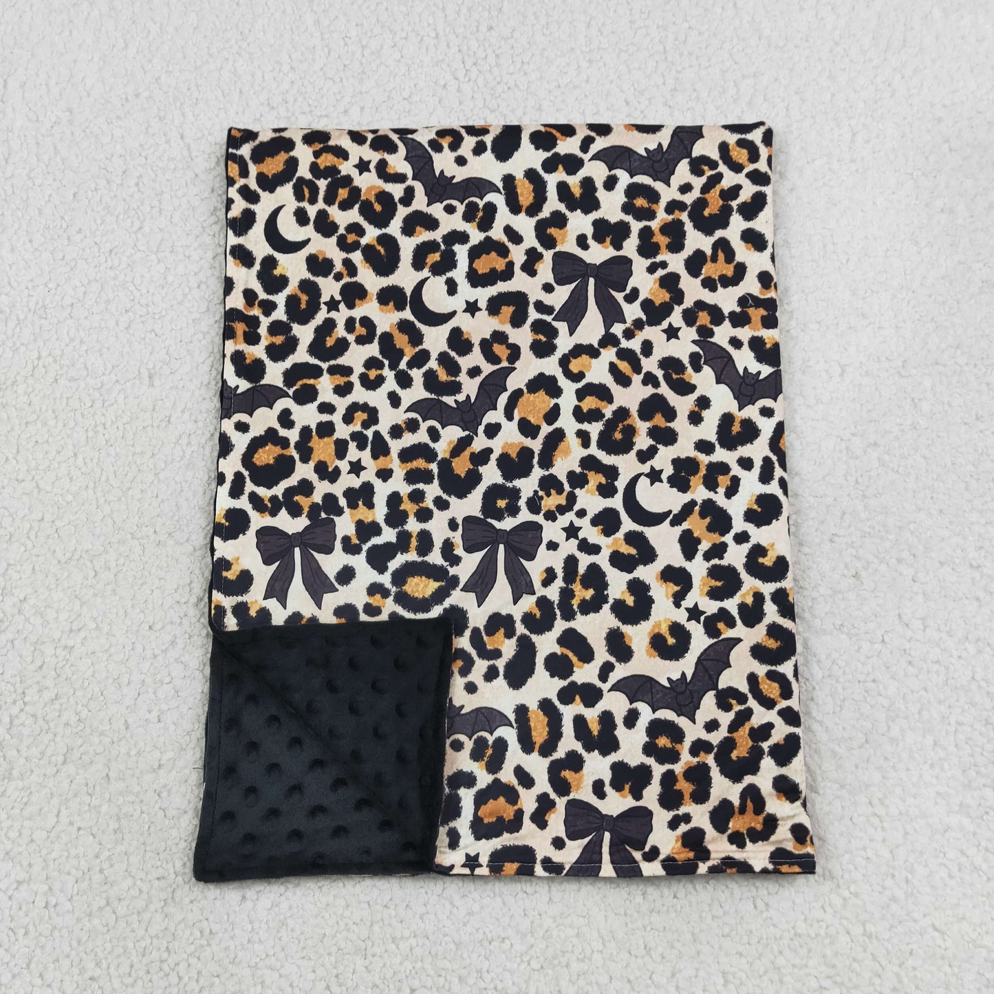 BL0290 Halloween Bat Leopard Black Baby Newborn Blanket