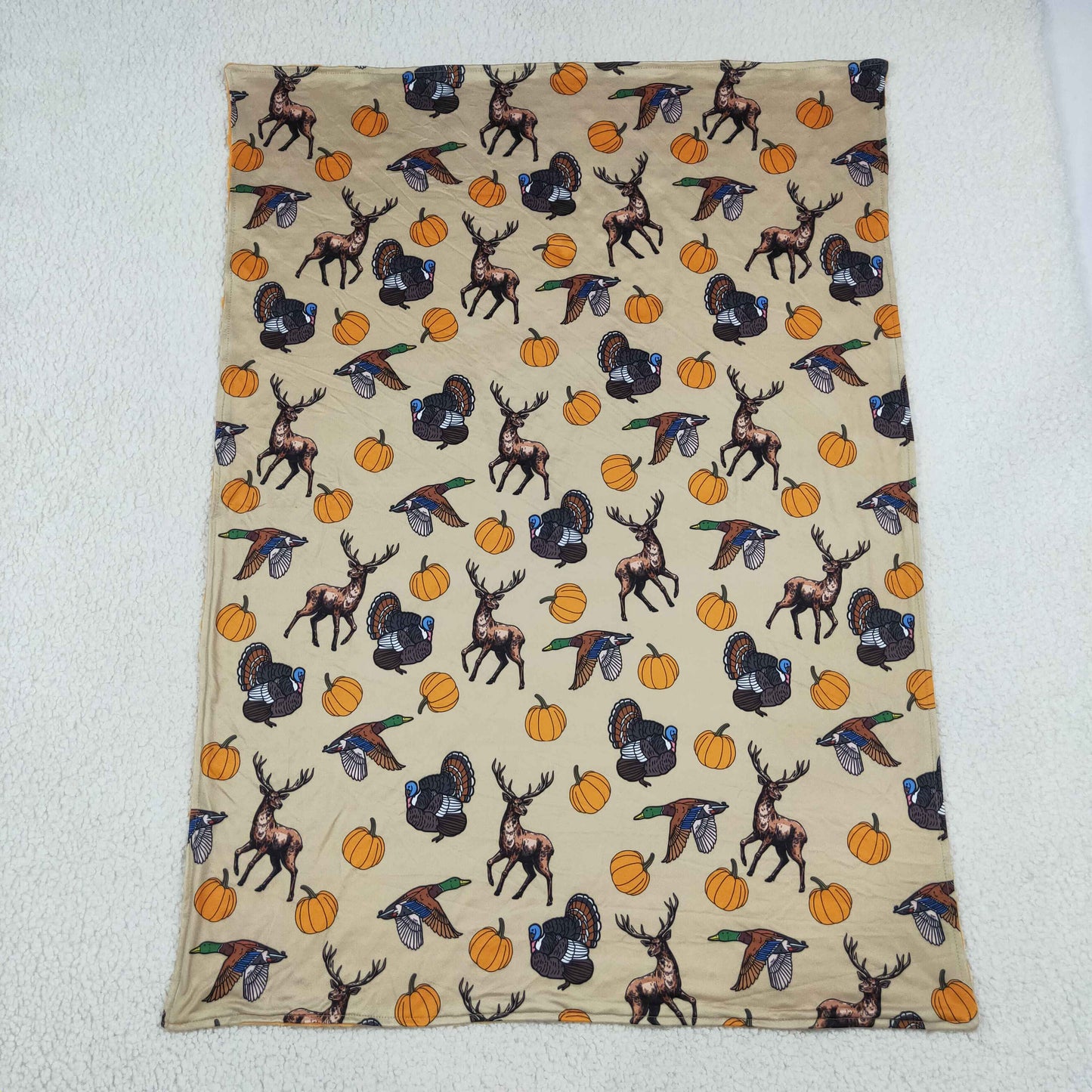 BL0292 Fall Pumpkin Duck Hunting Orange Baby Newborn Blanket