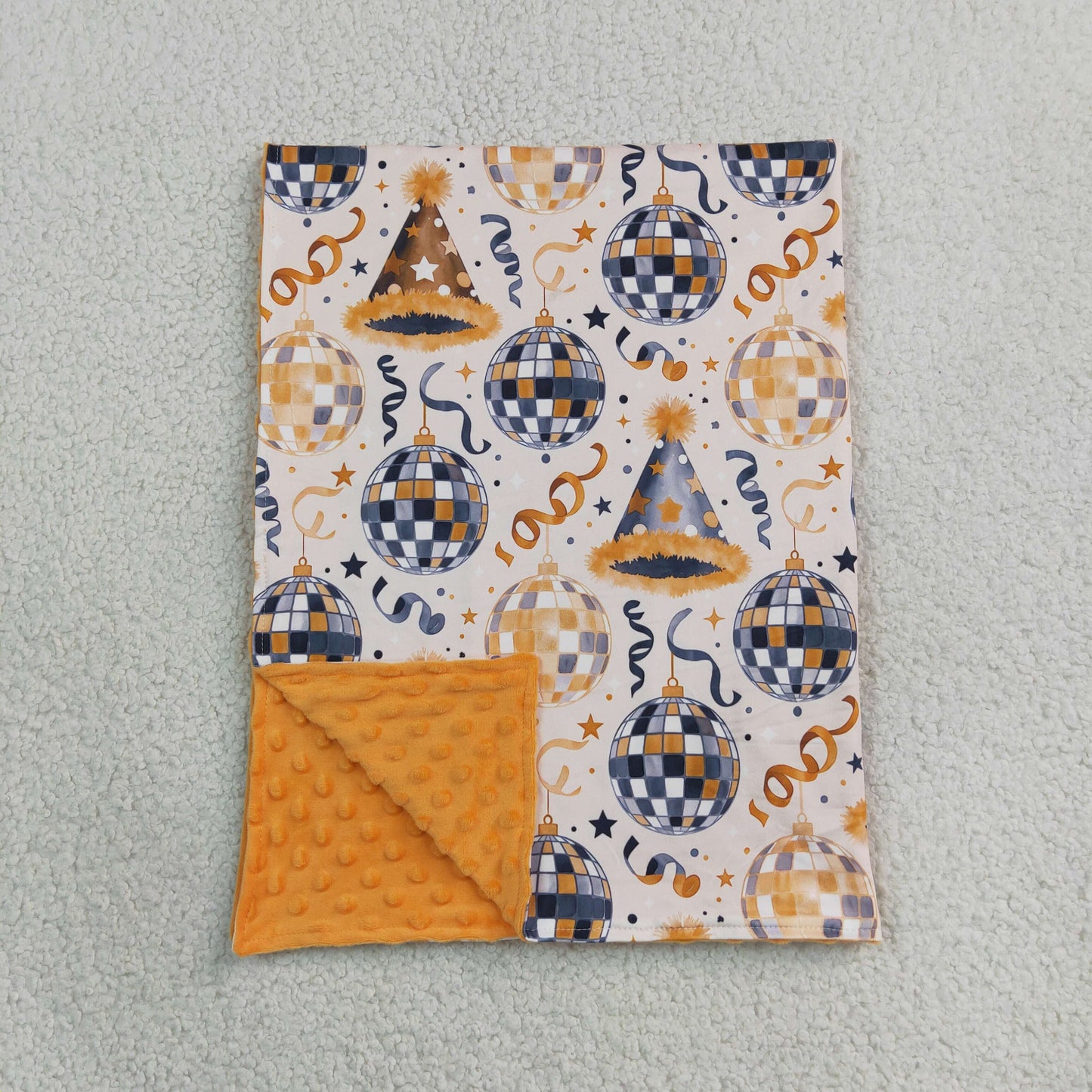 BL0298 Happy New Year's Hat Print Baby Newborn Blanket