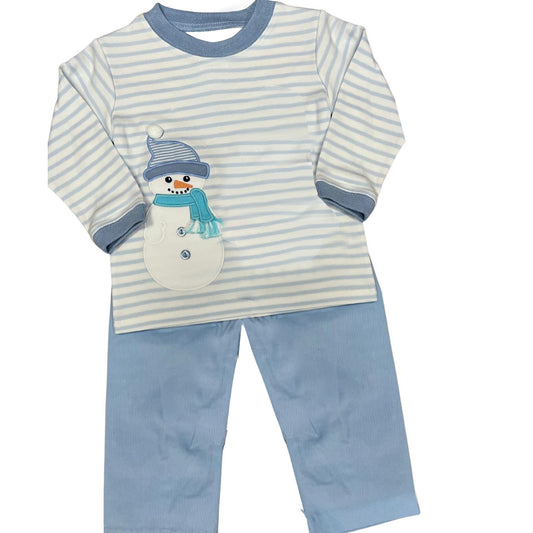 pre-order snowman print stripe long sleeve boy Set BLP0563
