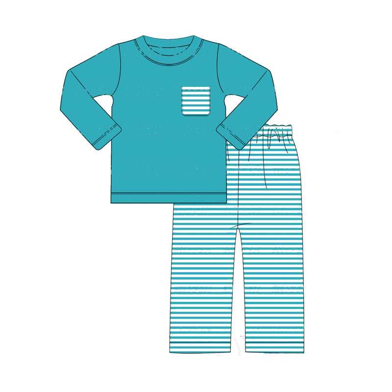 pre-order Blue Stripe long Sleeve boys pajamas set BLP0822