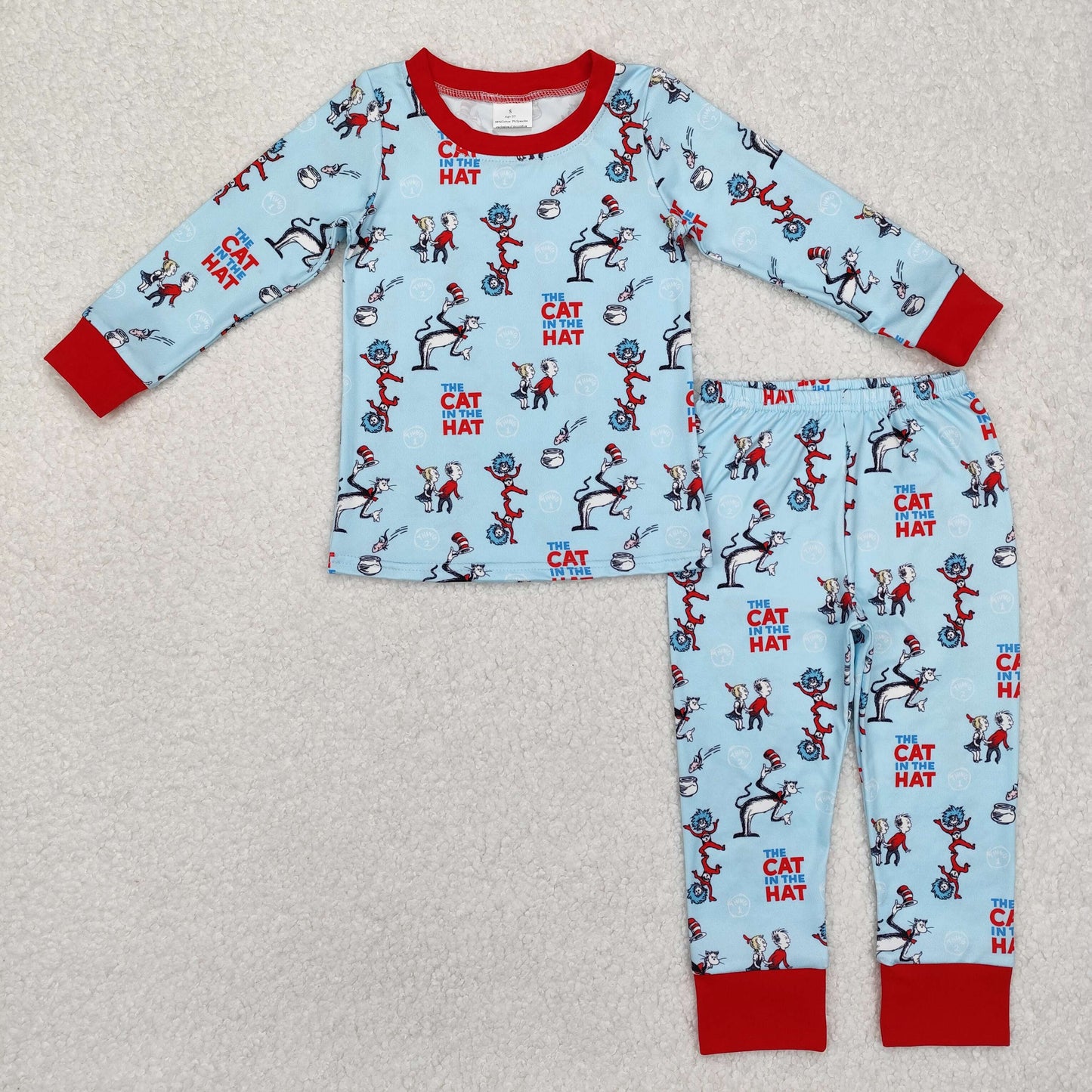 dr seuss blue cartoon Long Sleeve girl Pajamas