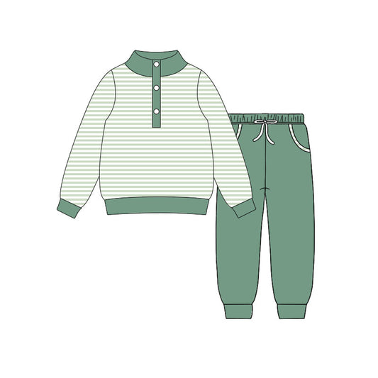 pre -order Green stripe Long sleeve boy set BLP1341