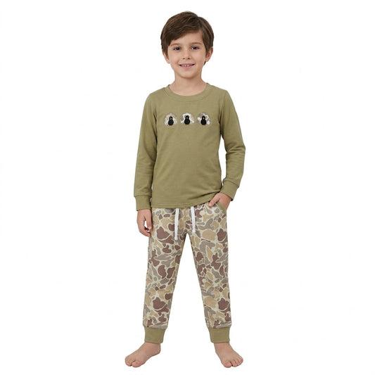 BLP1474 Embroidery Thanksgiving Day Turkey Camo Boys Set
