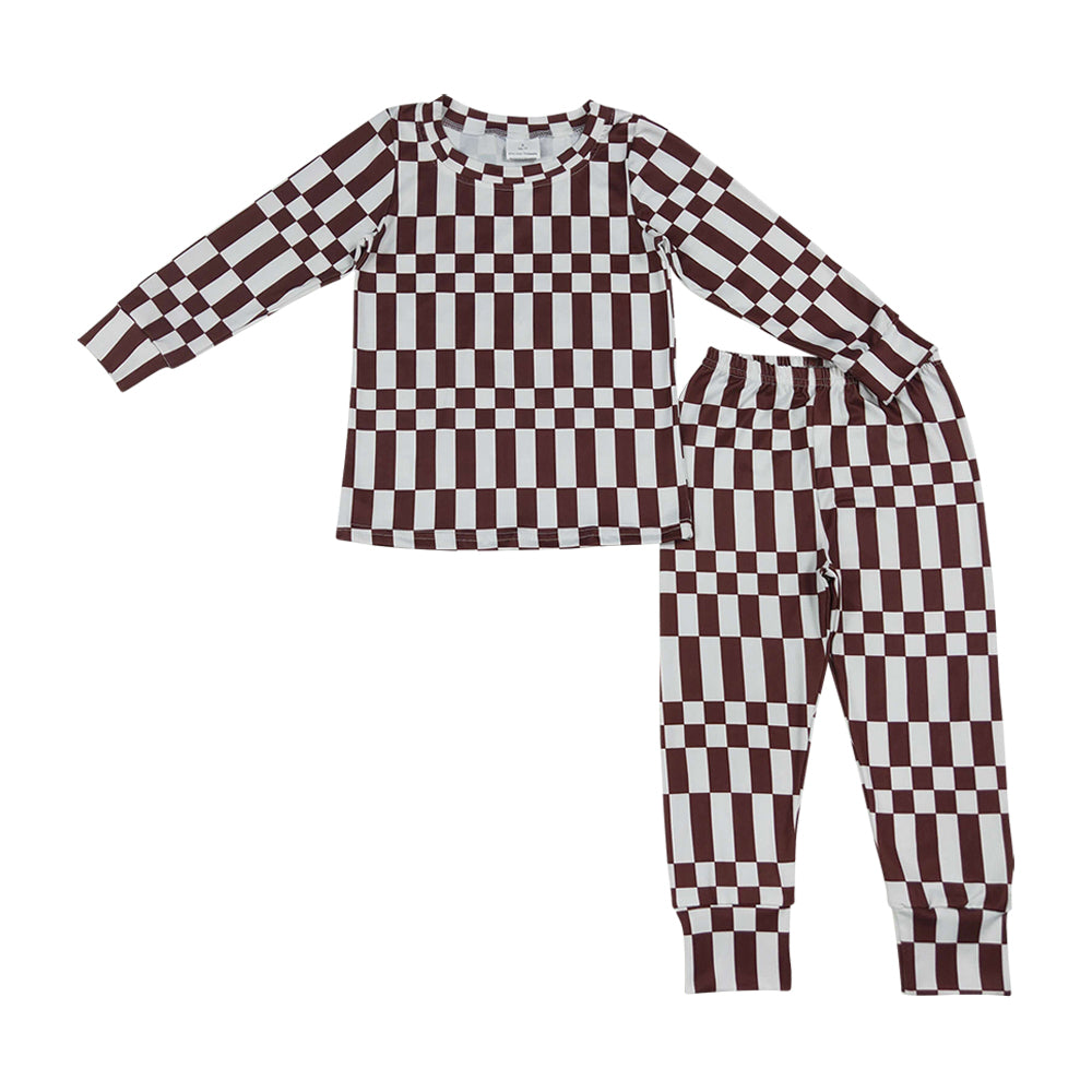 Brown plaid Long Sleeve pajamas  BLP1479
