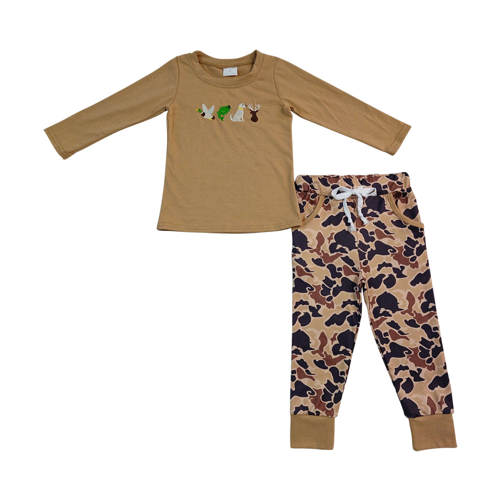 Deer Camo embroidery Print Boy Set BLP1493