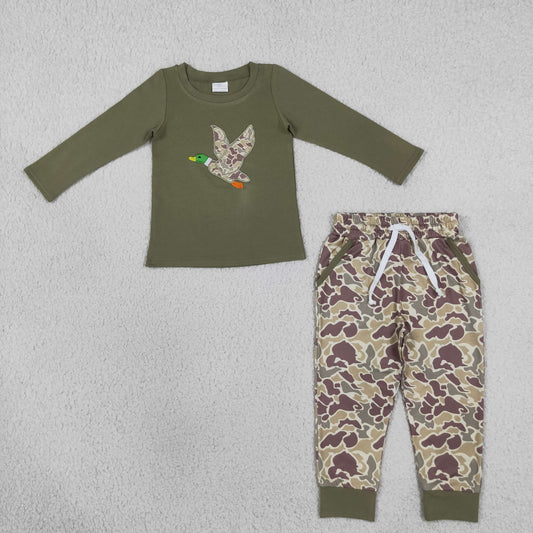 BLP1494 Embroidery Hunting Camo Dog Mallard Ducks Boys Jogger Set