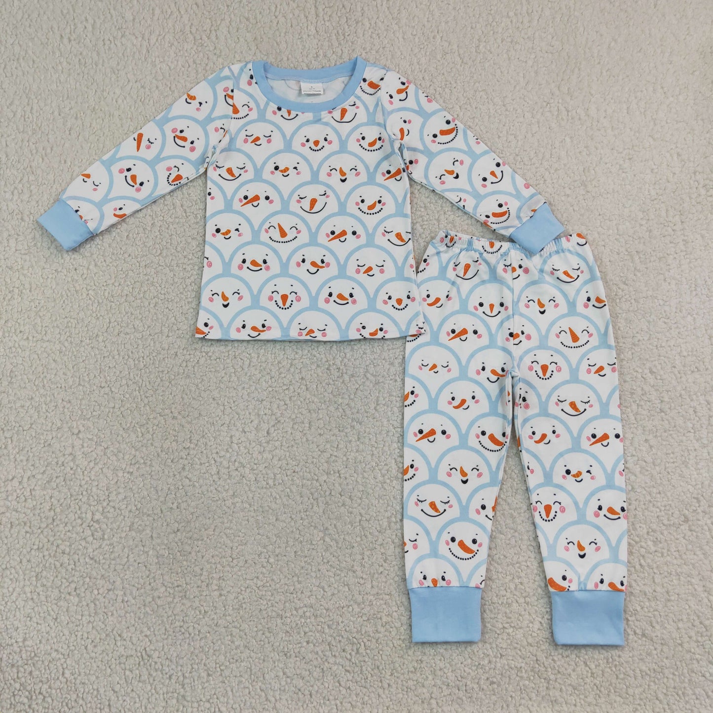 BLP1514 Christmas Snowman Blue Boys Pajamas Outfits
