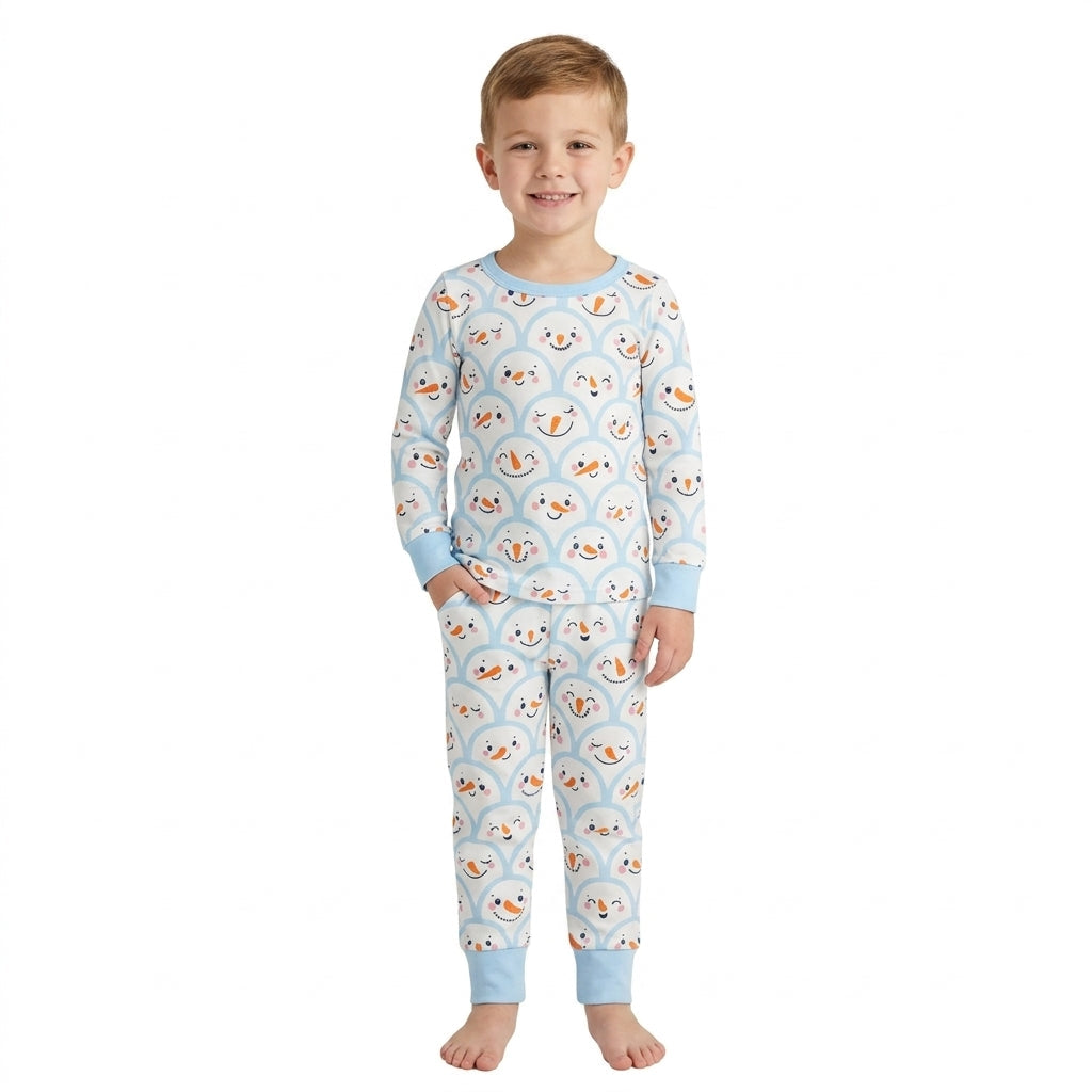 BLP1514 Christmas Snowman Blue Boys Pajamas Outfits