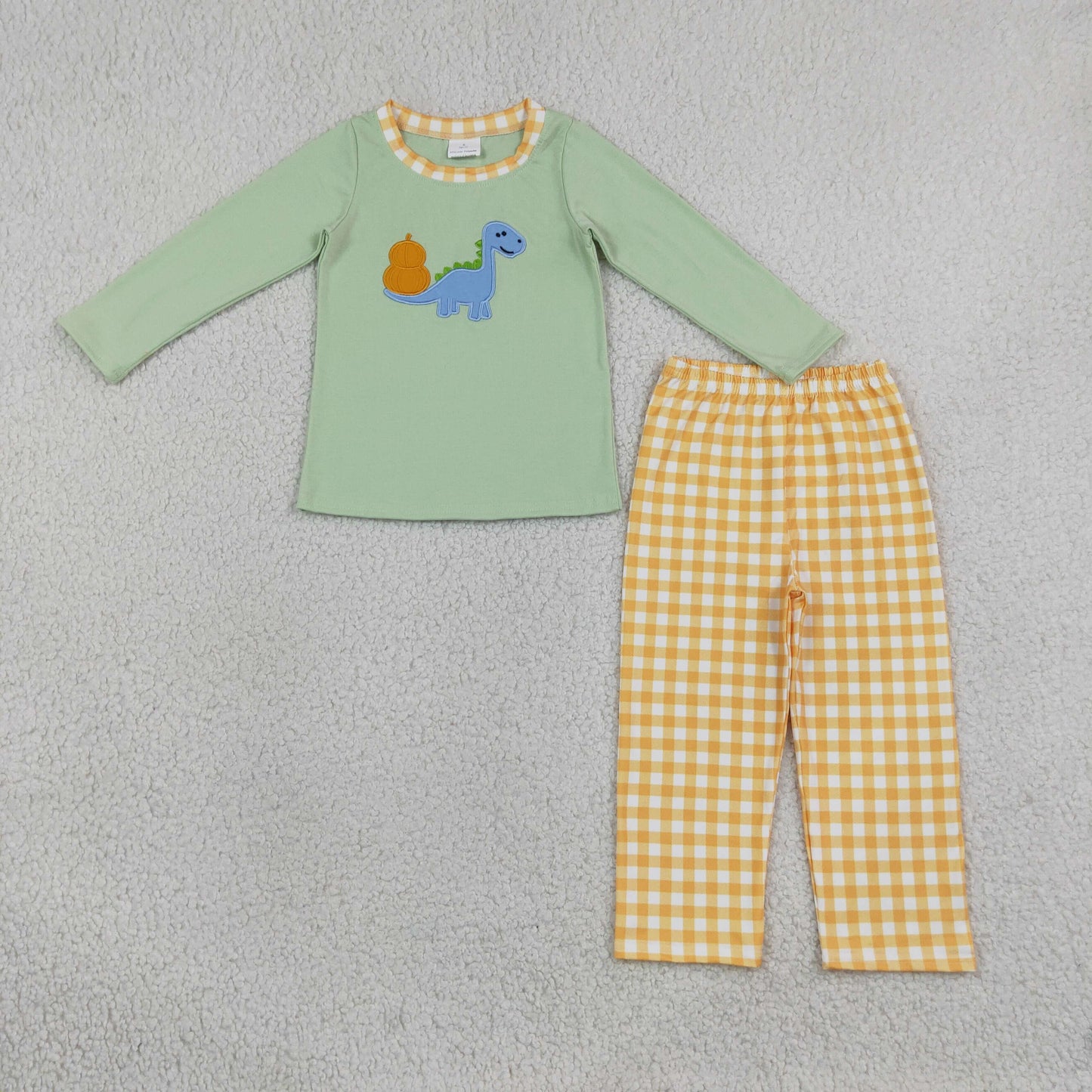 BLP1515 Embroidery Fall Pumpkin Dinosaur Boys Outfits