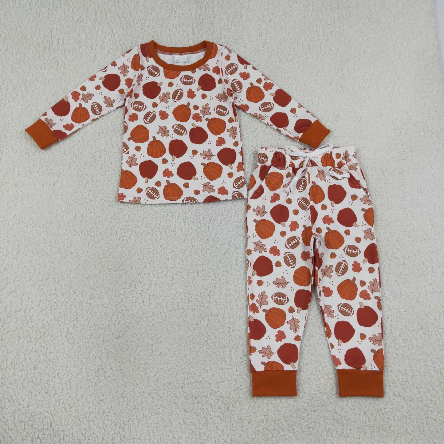 BLP1539 Pumpkin Football Boys Pajamas Outfits