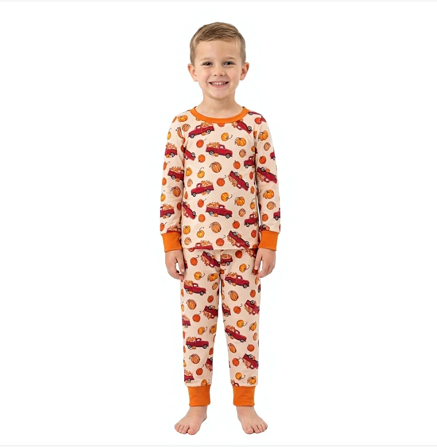 Fall Pumpkin Car Orange Kids Matching Clothes