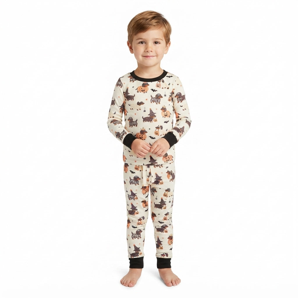 BLP1548 Halloween Ghost Pumpkin Puppy Boys Pajamas Outfits