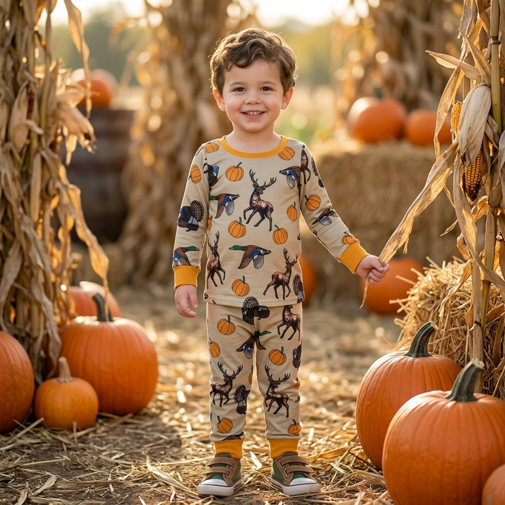 BLP1556 Hunting Pumpkin Boys Pajamas Outfits