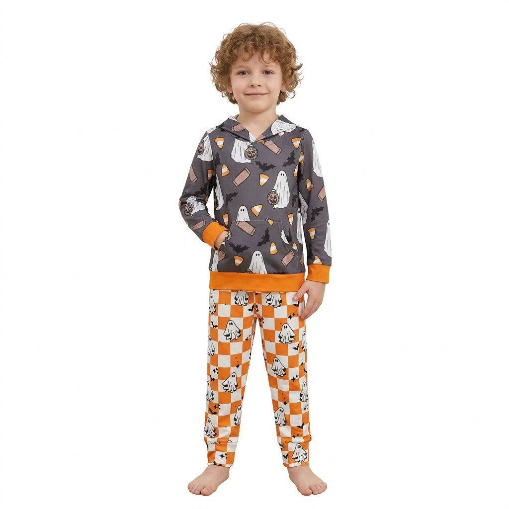 BLP1607 Halloween Bats Ghost Boys Hoodie Set