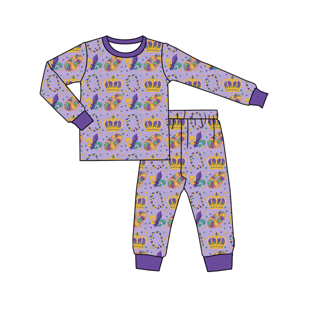 Preorder MOQ 5 pcs Each Style Mardi Gras Boys Pajamas Outfits Kids Matching Clothes