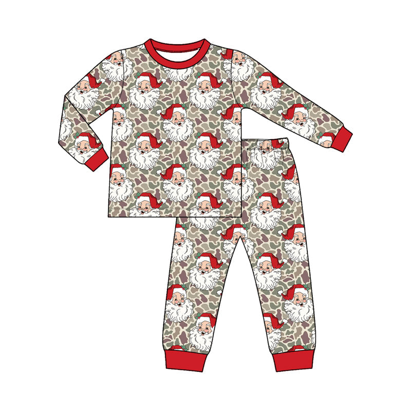 Preorder MOQ 5 pcs Each Style Christmas Santa Camo Kids Matching Clothes