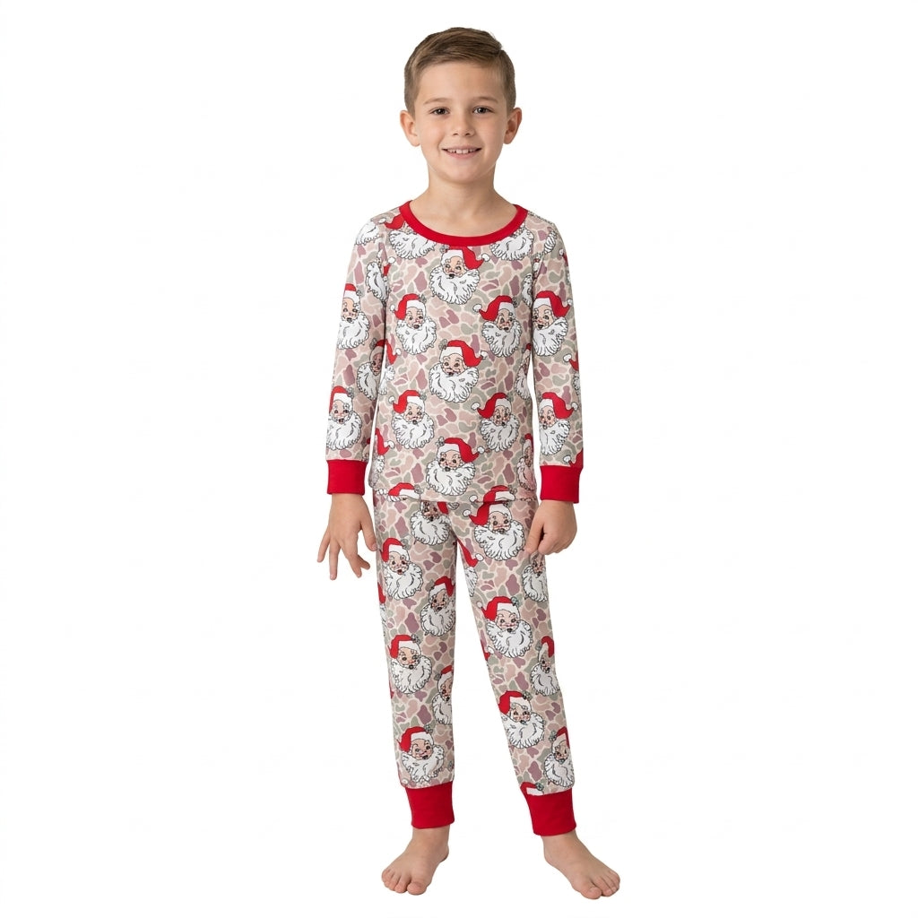 BLP1613 Christmas Santa Camo Boys Pajamas Outfits