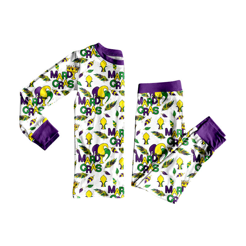 Preorder MOQ 5 pcs Each Style Mardi Gras Boys Pajamas Kids Matching Clothes