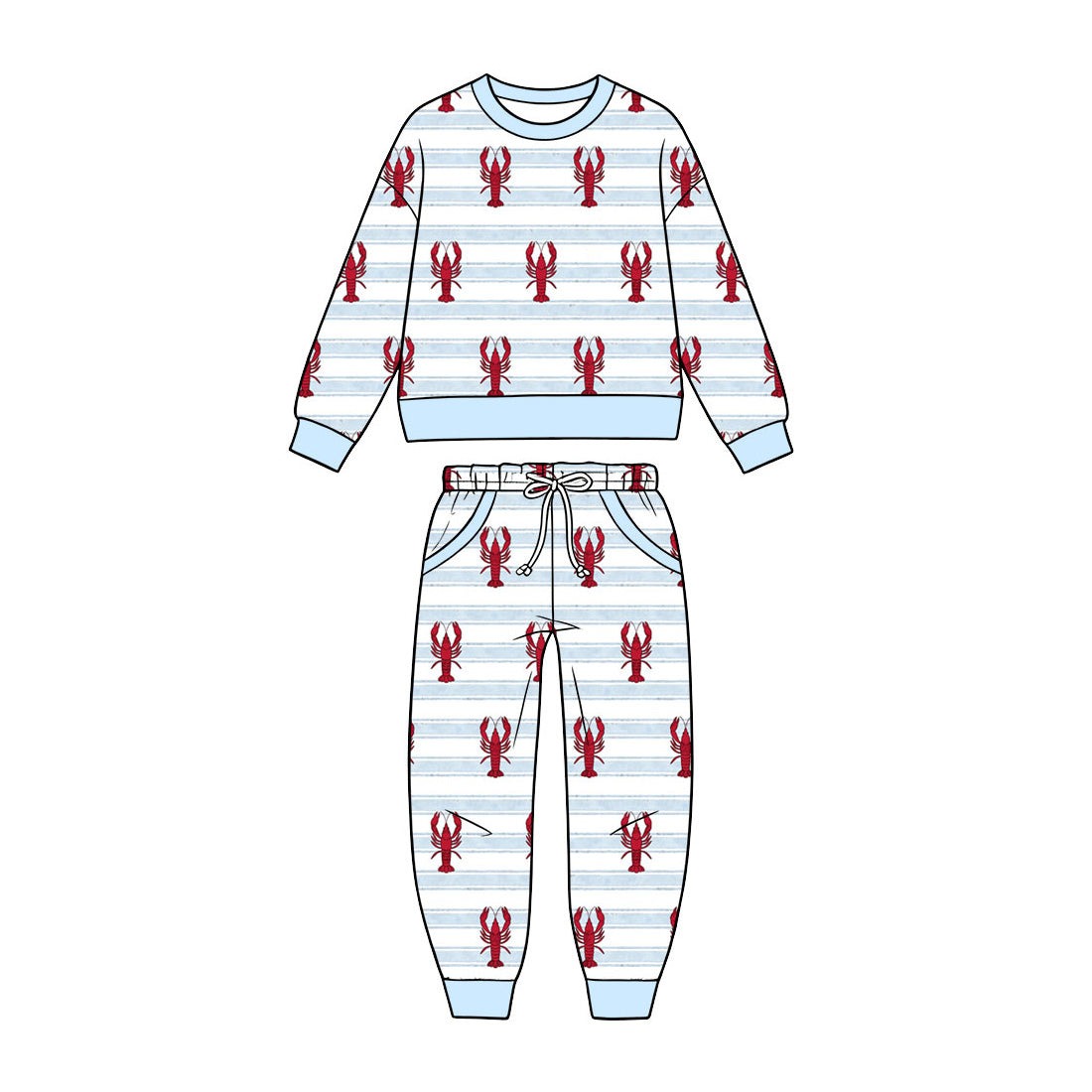Preorder MOQ 5 pcs Each Style Mardi Gras Crawfish Pajamas Kids Matching Clothes