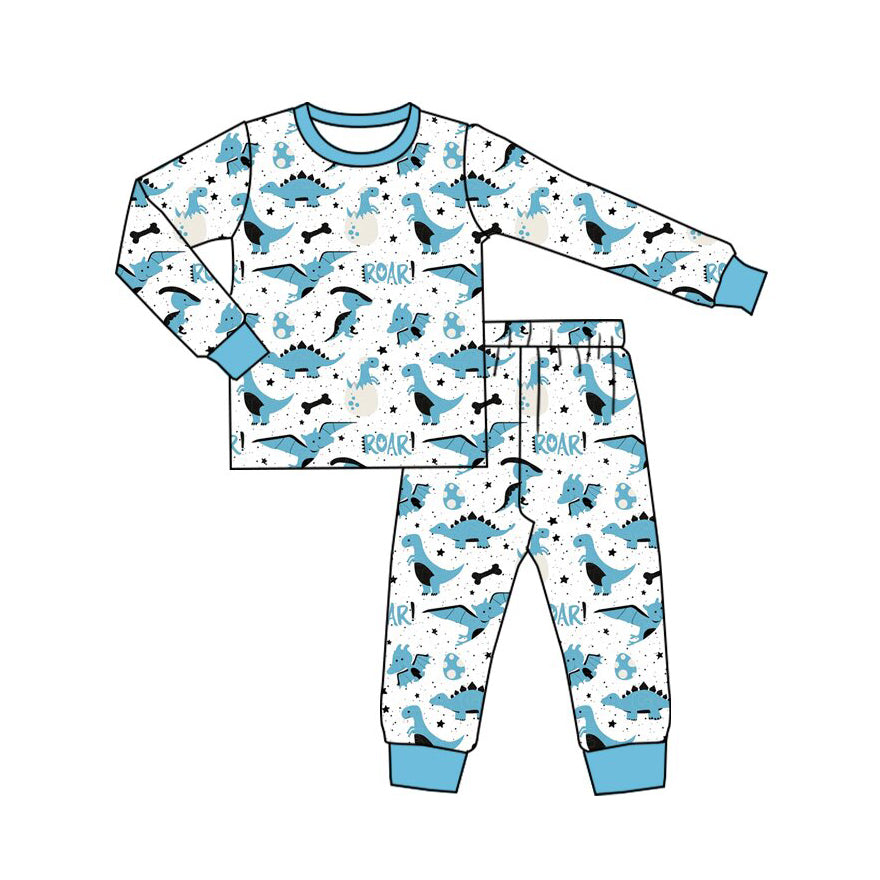 Preorder MOQ 5 pcs Each Style Easter Eggs Dinosaur ROAR Print Pajamas Kids Matching Clothes