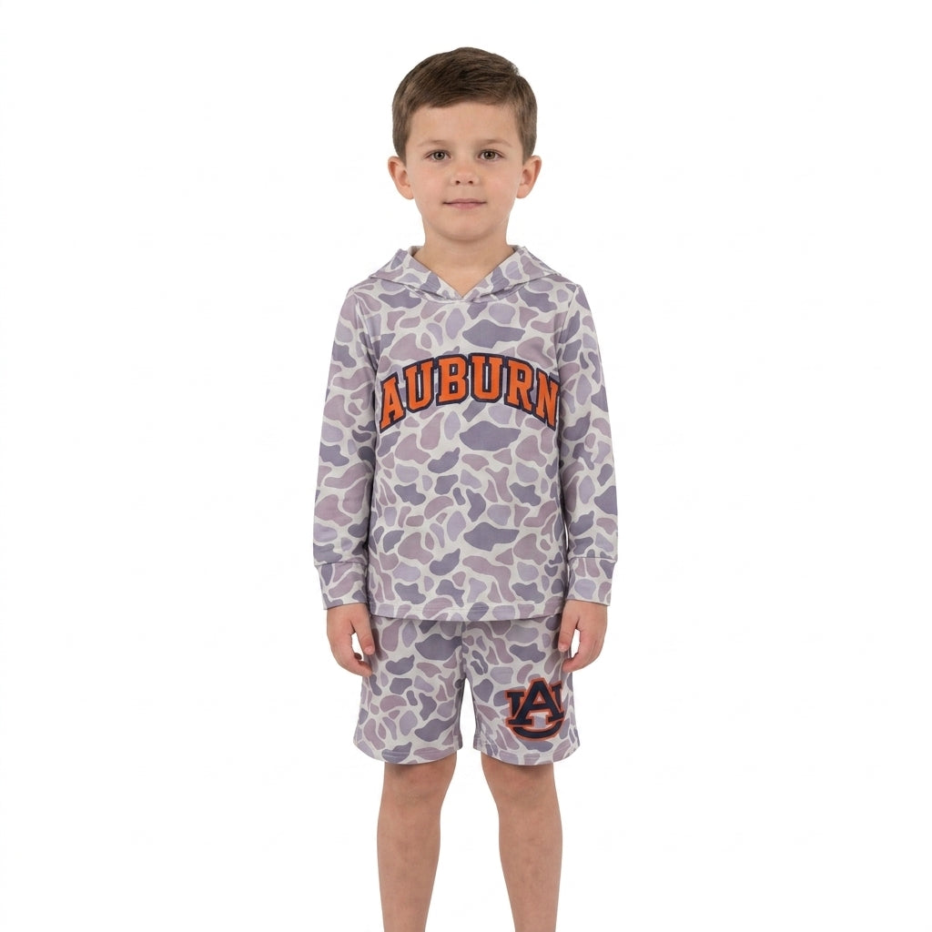 BLS0041 School Team Mascot Camo Vinyl AUBURN Boy's Hoodie Shorts Outfits