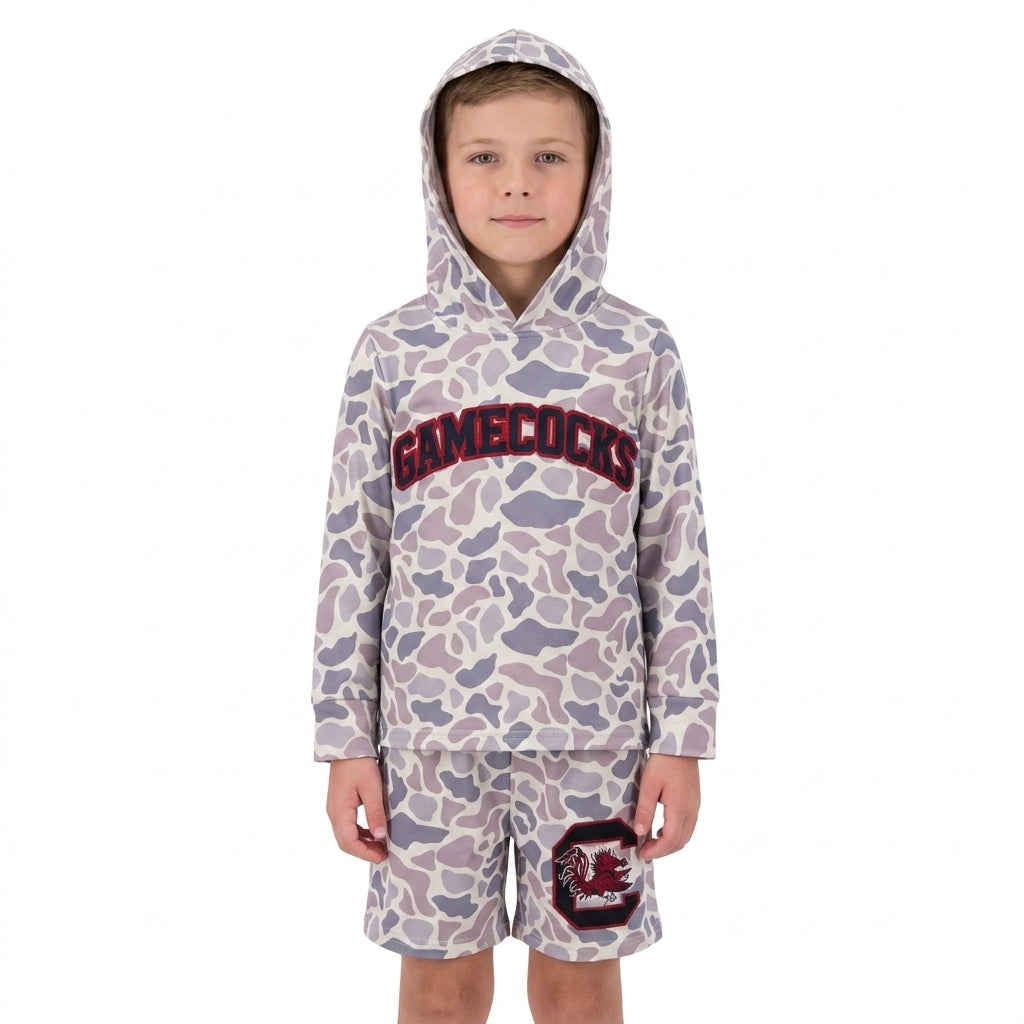 BLS0048 School Team Mascot Camo Vinyl GAMECOCKS Boy's Hoodie Shorts Outfits