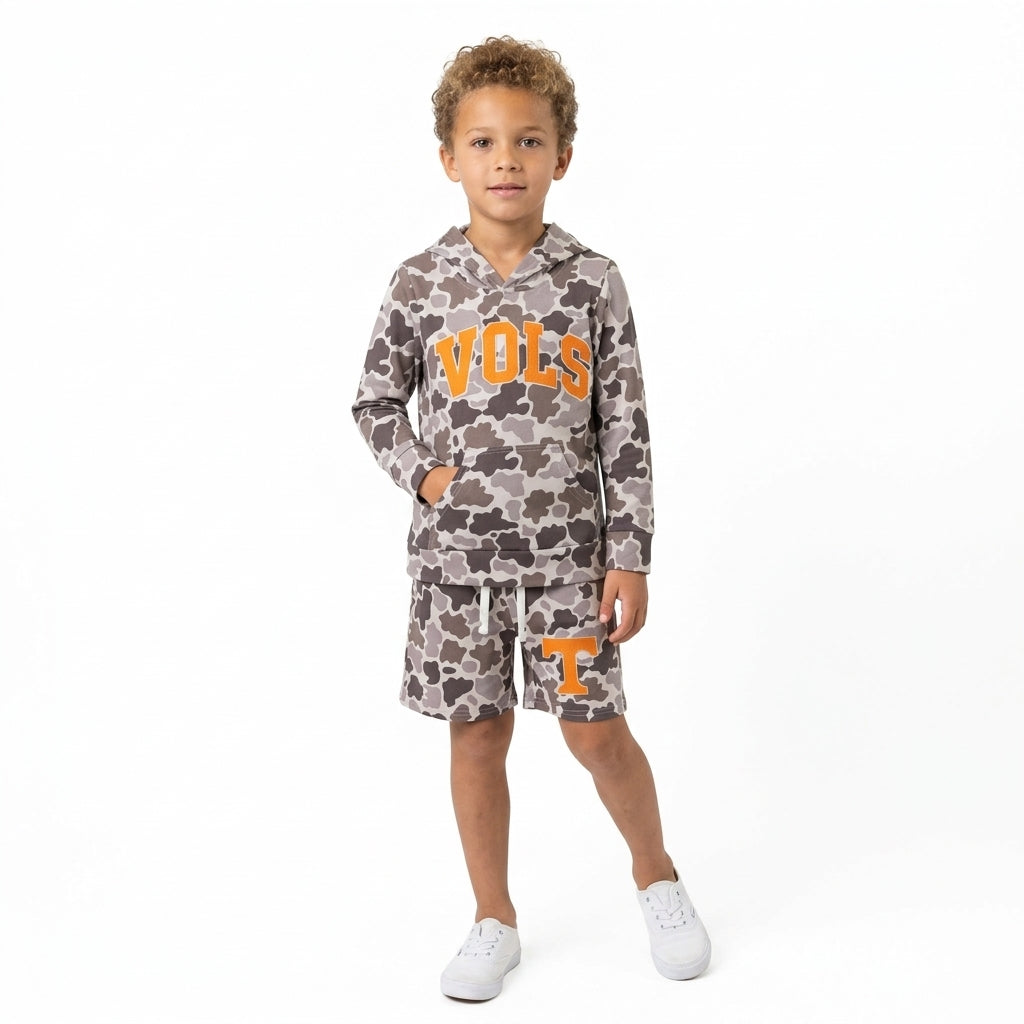BLS0049 School Team Camo VOLS Hoodie Boys Shorts Set