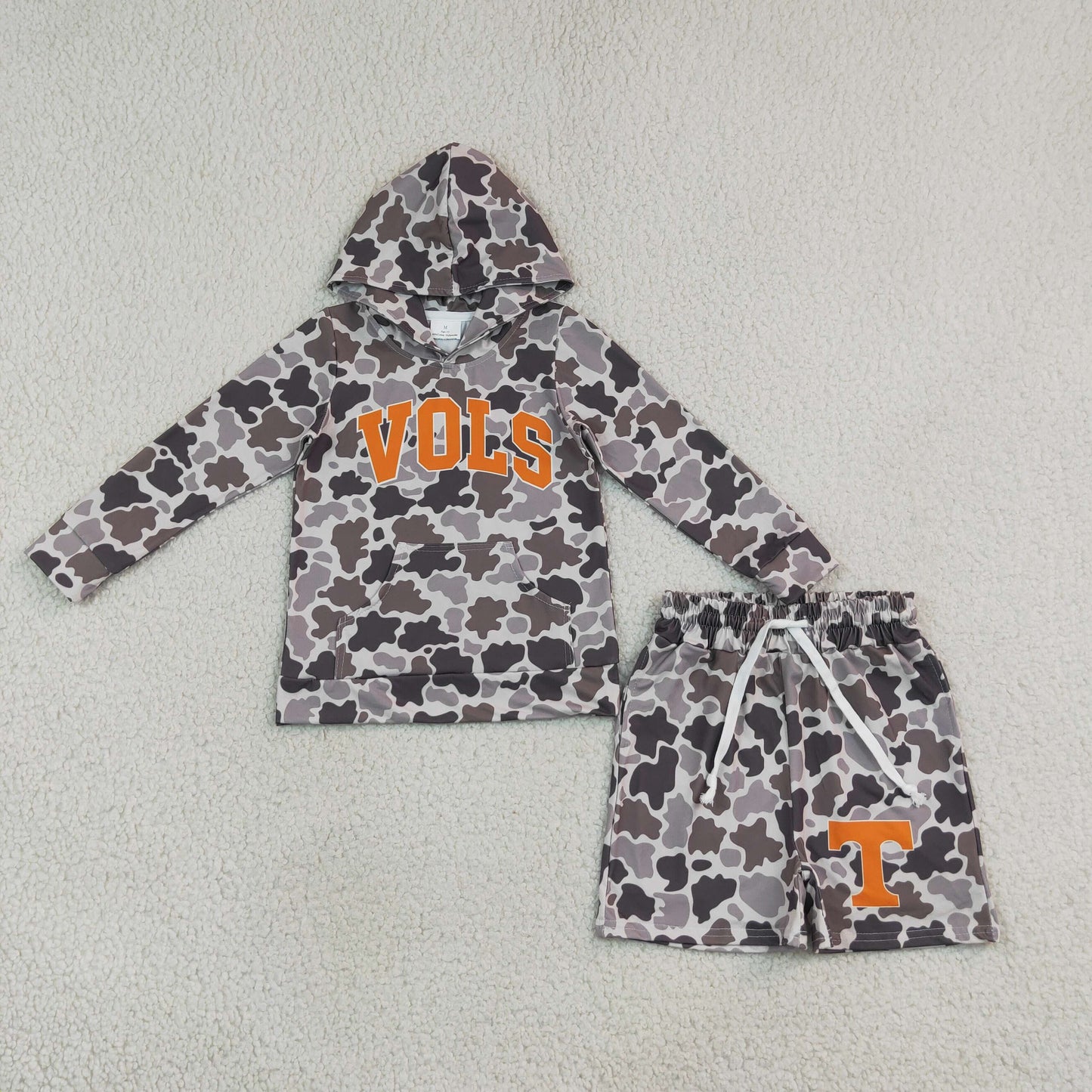 BLS0049 School Team Camo VOLS Hoodie Boys Shorts Set