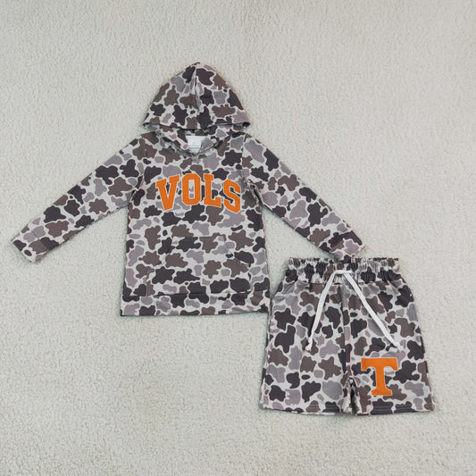 BLS0049 School Team Camo VOLS Hoodie Boys Shorts Set