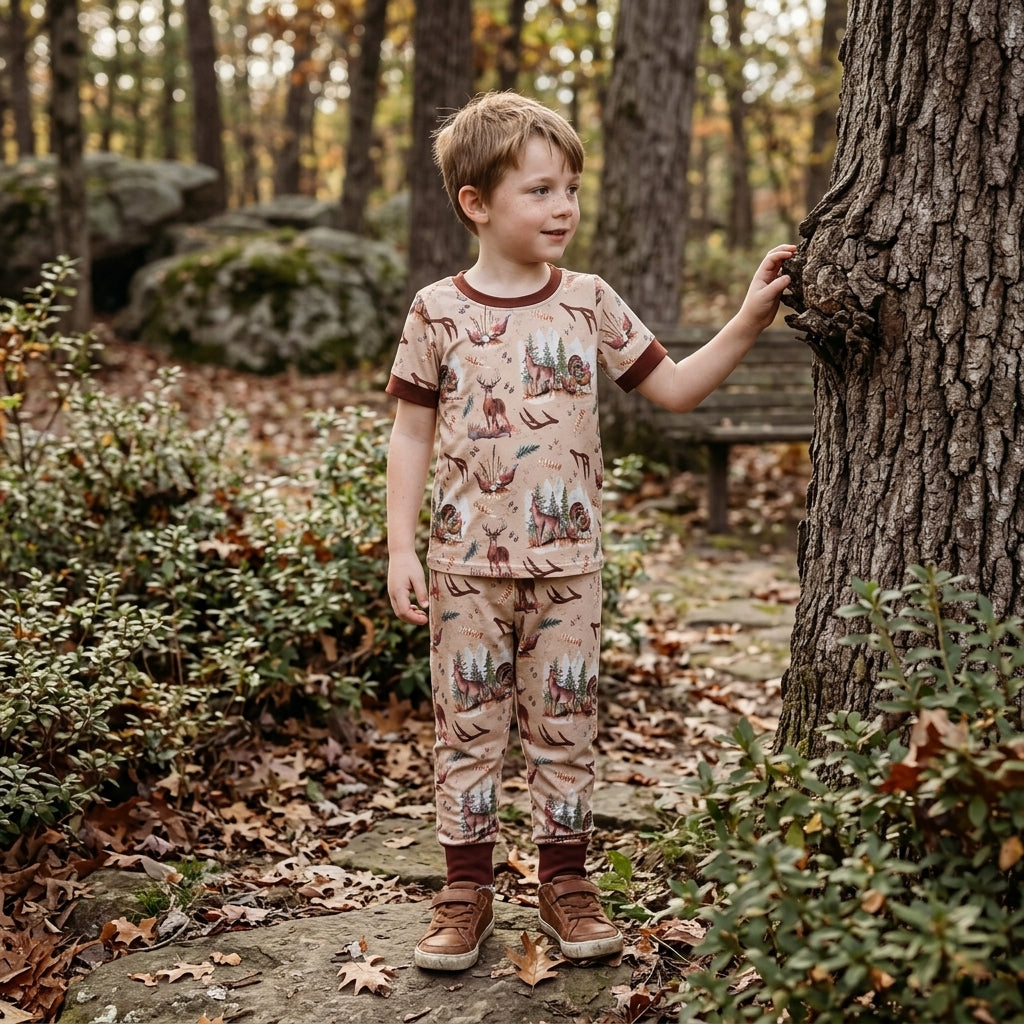 BSPO0494 Hunting Deer Elk Forest Boys Set