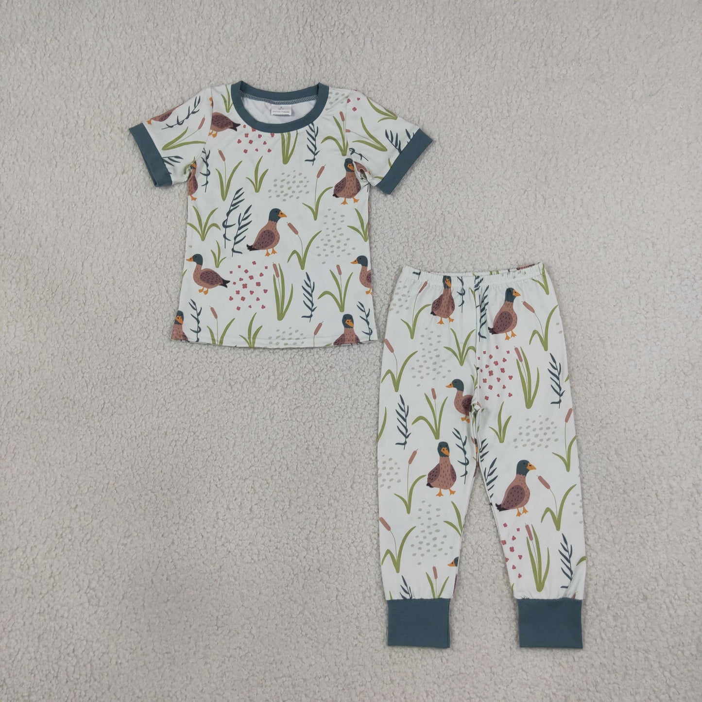 BSPO0519 Mallard Ducks Sage Green Boys Pajamas Set