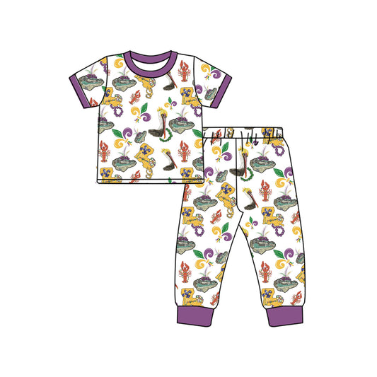 pre -order purple cartoon print boys set BSPO0546