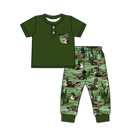 pre -order Green Duck short sleeve boy set  bspo0595