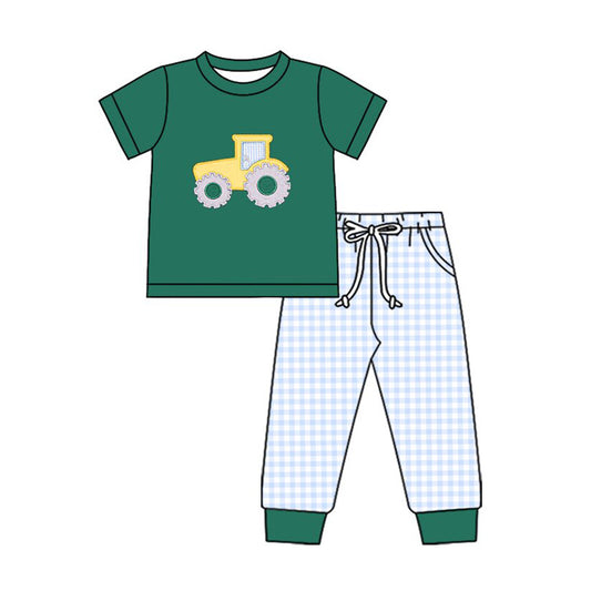 pre -order Green tractor short sleeve boy set BSPO0615