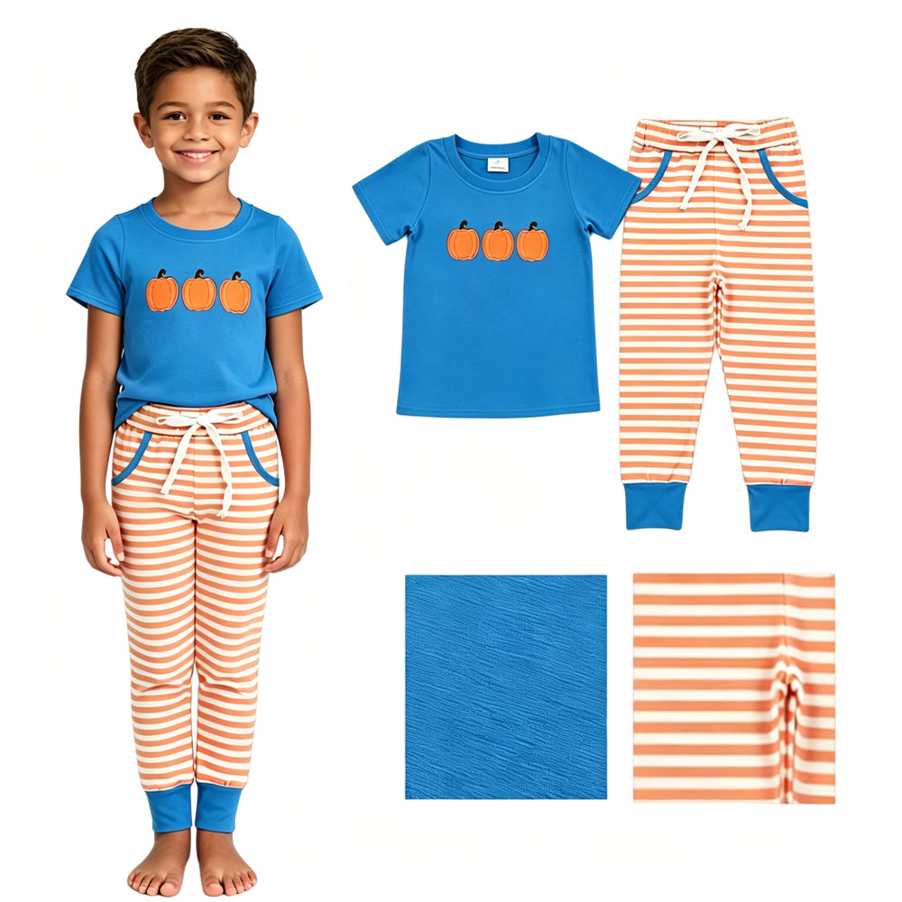 Embroidery Fall Pumpkin Kids Matching Clothes