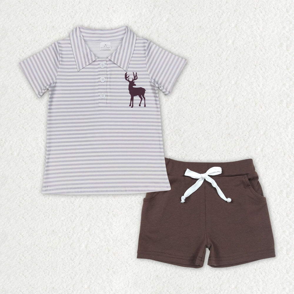 Stripe deer Print brown Boys Suit