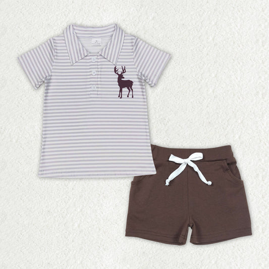 Stripe deer Print brown Boys Suit