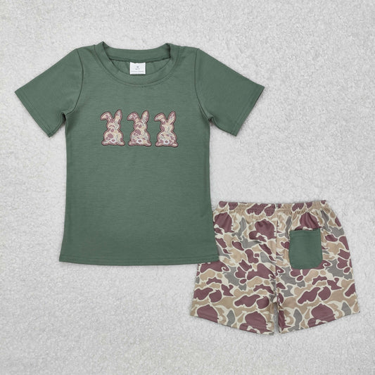 Green camo rabbit boys Suit Summer Set