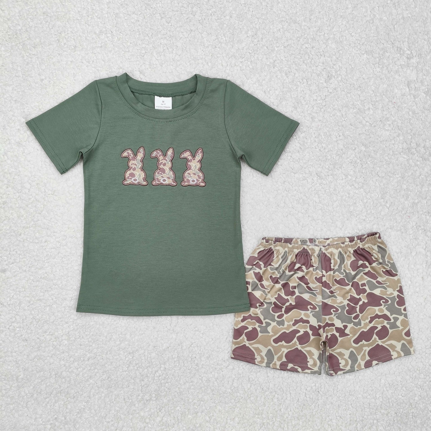 Green camo rabbit boys Suit Summer Set